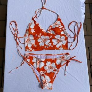 Shein Hibiscus Print Bikini Set
